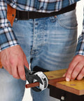 Person using Ratcheting Tubing Cutter 1/4 to 7/8 Inch 2 in 1 Close Quarters Pipe Cutter on copper pipe