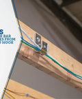 Two Inch Cable Support J Hook For Data Cabling, Holds Up To 80 Cat 5E Wires, Zinc Plated Steel shown with cables in use