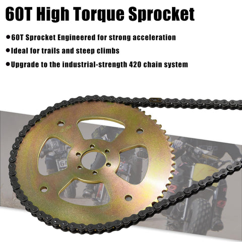 60T 420 Chain Six Hole High Torque Rear Sprocket Direct Fit For Coleman CT100U CC100X RB100 B100 Mini Bikes
