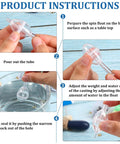 50 Pieces Spin Floats Fishing Bobbers Set instructions showing hands holding transparent floats for freshwater fishing