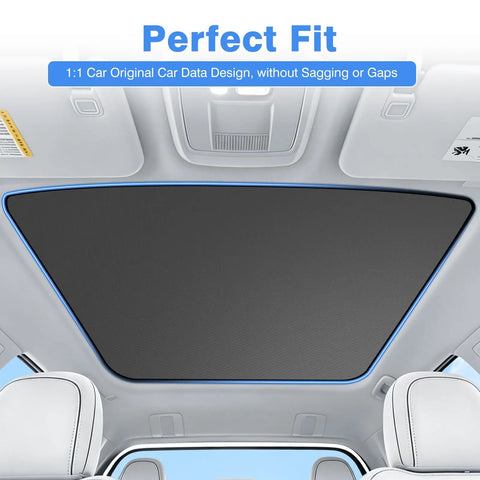 Premium Foldable Sunroof Shades For 2024 2025 2026 Chevy Silverado EV And GMC Sierra EV snugly fitting in a panoramic roof of a truck.