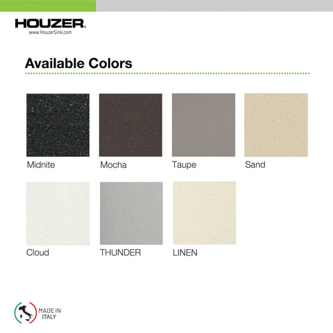 Color options for G100 Sand Quartz Tone Kitchen Sink in Biscuit Top Mount Large Single Bowl 9.5 Inch Depth.
