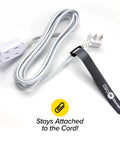 Self-Gripping Cable Ties Set, Multi-Color 40 Pack, Reusable Hook And Loop Cable Wraps For Cord Management, attached to power cord.