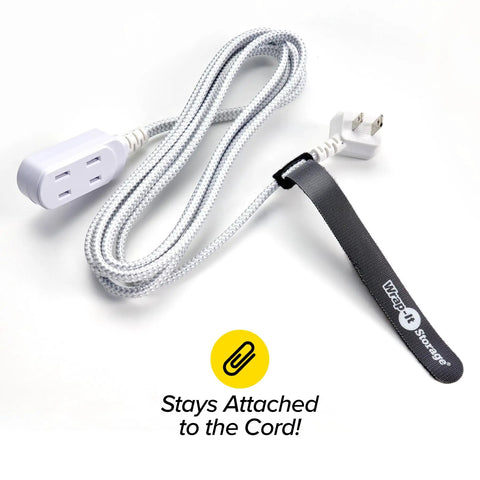 Macaron 40 Pack Self Gripping Cable Ties With 5 Inch And 8 Inch Straps shown securing white braided cord