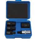 Professional 5 Point Socket Set, 5-Piece Pentagon Sockets For Brakes, Nissan Fuel Pumps, And Honda Rear Trailing Arms in blue case
