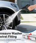 360 Degree Swivel Pressure Washer Fitting Three Eighths NPT Thread For Up To 5000 PSI Keeps Hose From Tangling No Fuss Kink Free Universal Connector For Easy Spraying And Smooth Cleaning used on car wheel
