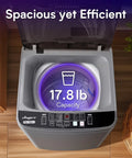 Compact Heavy Duty Portable Washing Machine And Laundry Spinner Combo Handles Eighteen Pounds With Ten Auto Cycles And Fast Drain Hookup No Sweat Install Sweet For Dorms Apartments And Road Trips. 17.8 lb capacity display.