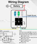 Wiring diagram for 12V 3 Way Fuse Relay Kit With 5 Pin SPDT 40A, showing connections for battery, fuses, and relay installation.