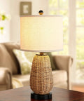 Rattan Style Table Lamps Set Of 2 With Touch Dimming 3 Way Brightness USB Ports And AC Outlet Nightstand Lamps displayed
