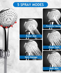 High Pressure 10 Inch Rain Shower Head With 11 Inch Adjustable Extension Arm And 5 Setting Handheld Shower Kit spray modes