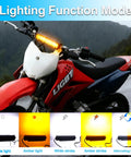 Amber White Dirt Bike Led Light Bar Kit With On Off Switch Plug And Play Headlight shown on red and white dirt bike