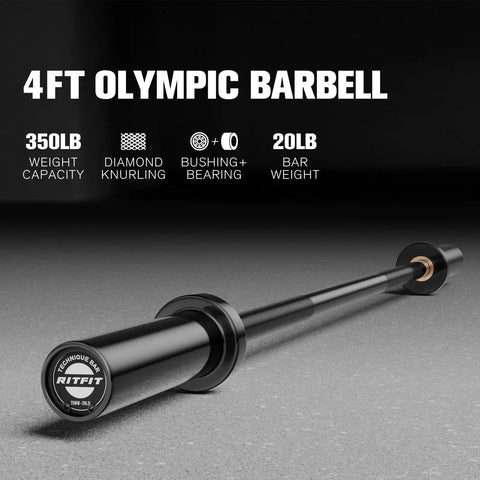 Olympic Barbell 4ft 6ft 25mm Shaft For Serious Gains Heavy Duty Weightlifting Bar 350lb to 500lb Capacity home gym use shown