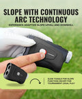 Golfer holding Pro Tour Golf Rangefinder With Slope Technology And Flag Pole Lock Ultra Strength Magnet Laser Range Finder For Accurate Yardage On The Course Black For Precise Readouts Every Time