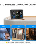 All In One Wireless Home Weather Station With 7 Point 5 Inch Display showing temperature and humidity on a table