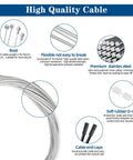 Universal Bike Brake Cable Set diagram showing cable features, including stainless steel, O-rings, and end caps.