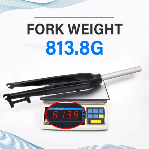 Rigid Mountain Bike Fork For 26/27.5/29 Inch Wheels, 1 1/8 Inch Threadless Straight Steerer, weight on scale 813.8g
