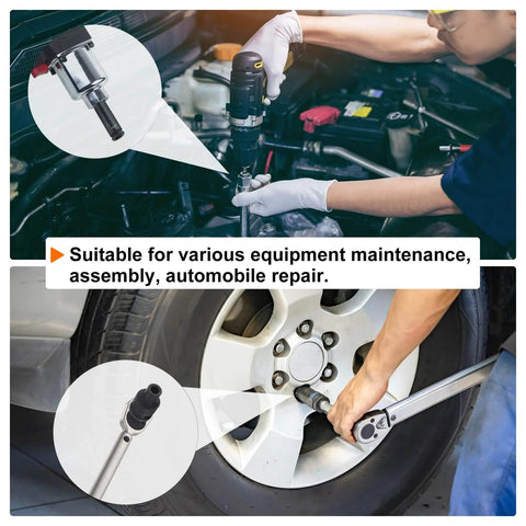 Two Piece Deep Impact Socket Set For Three Eighths Inch Square Drive And Eleven Millimeter Six Point Thirty Millimeter Long Flip Socket Pro Grade Chrome Moly Steel For Home Auto Repair in use for automotive maintenance and assembly.