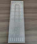 Built Tough Acrylic Cribbage Template And 1/4 Inch Thick Router Guide Kit For Building Slick Game Boards With Crisp Drill Marks And Tight Three Track Routing Project on wooden surface.
