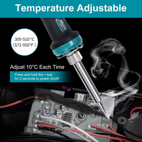 Cordless 60W Soldering Iron Station Kit For 18V LXT Batteries demonstrating temperature adjustment