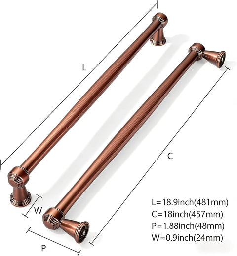 18 Inch Brushed Antique Copper Cabinet Pulls With Solid Zinc Alloy Heavy Duty Construction Built To Last For Cupboards And Dressers