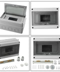 Solid As A Rock Surface Mount Distribution Box With Ip65 Waterproof Abs Housing For Outdoor Pool Villa Charging Built Tough Eight Module Din Rail Sub Panel Fuse Enclosure Zero Hassle Setup, open with accessories.