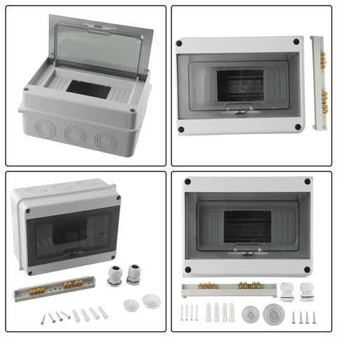 Solid As A Rock Surface Mount Distribution Box With Ip65 Waterproof Abs Housing For Outdoor Pool Villa Charging Built Tough Eight Module Din Rail Sub Panel Fuse Enclosure Zero Hassle Setup, open with accessories.