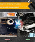 Comparison of vehicle suspension before and after using 2 Pack Suspension Bump Stops For Rear Leaf Springs Universal Rubber Bump Stop Kit With Nuts Tough Shock Absorption And Cushioning For Cars Trucks Vans