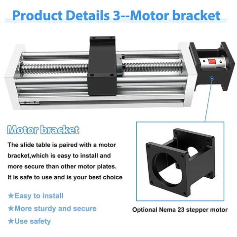 Heavy Duty High Precision Linear Guide Rail And Optical Axis Ballscrew Closed Loop Stepper Motor Kit with motor bracket and Nema 23 stepper motor.