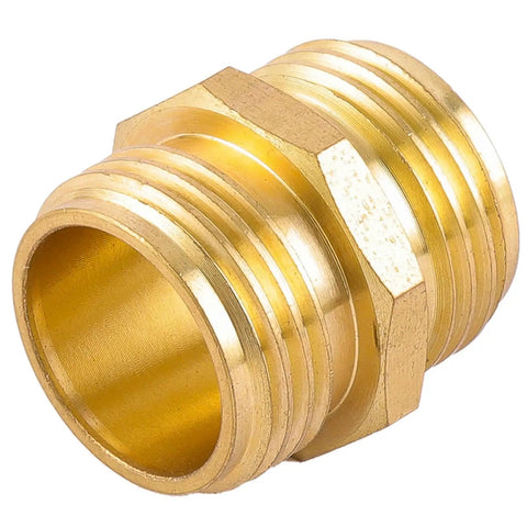 Pro Grade Brass Garden Hose Quick Connectors 3/4 Inch Double Male Adapters Two Pack Durable Hose To Hose Fittings For Easy Install