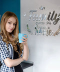 3D Acrylic Mirror Wall Decor Kit With Family Makes This A Home Quote DIY Removable Wall Decals Include Butterfly Heart And Leaf Accents