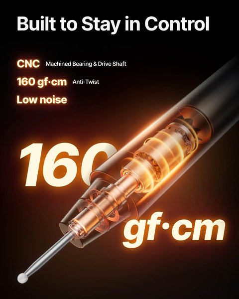 Daily Driver Portable Cordless Engraving Pen Handheld 5 In 1 Rotary Tool For All Materials Featuring Hella Smooth Multi Speed Motor and Killer Precision for Metal Wood Glass Leather and Jewelry Etching with CNC machined bearing detail.