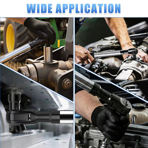 Offset Extension Wrench For Drill, One Half Drive Impact Wrench Extender With Three Eighths And One Quarter Inch Adapters, Right Angle Tool For Tight Spaces, High Torque, Carry Case Included in use in various mechanical applications