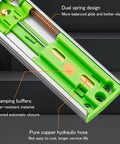 Close-up of dual spring design in 20-Pair Soft Close Side Mount Drawer Slides, featuring green damping buffers and copper hydraulic hose.