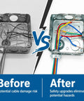 Heavy Duty Zinc Steel Clamp Cable Connectors For Romex Wires Electrical Box Setup, before and after cable setup comparison.
