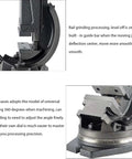Five Inch Milling Machine Vise With Swivel Base And Four Direction Adjustable Jaws for machining, featuring smooth rail grinding and adjustable angle.