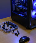 24 Pack Computer Case Thumb Screws 6-32 Thread M3.5x6 Knurled Black Fasteners for cover, power supply, PCI slots on desk next to PC