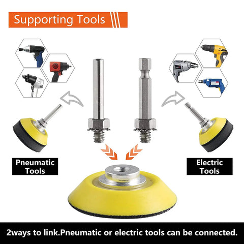 2 Inch Hook And Loop Sanding Pad Kit with shank drill attachment for pneumatic and electric tools