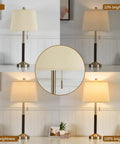 Touch Table Lamps Set Of 2 For Bedside With Round White Shade 3 Way Dimmable Touch Control LED Bulbs Included 18.5 Inch Height Black Base density settings