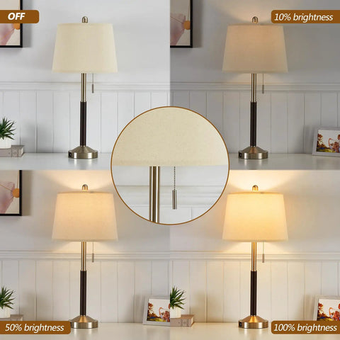 Touch Table Lamps Set Of 2 For Bedside With Round White Shade 3 Way Dimmable Touch Control LED Bulbs Included 18.5 Inch Height Black Base density settings