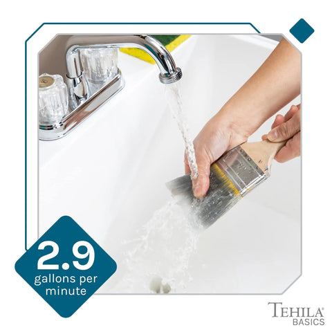 Heavy Duty Plastic Laundry Tub Featuring A Spacious 21 Gallon Basin With Sturdy Adjustable Freestanding Frame And Sleek Two Handle Faucet For Quick Household Cleanups No Sweat in use, rinsing paintbrush.