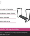 Foldable Garden Kneeler and Seat for Weeding and Harvesting Heavy Duty Steel Frame Foam Padded Kneeling Bench, silver black