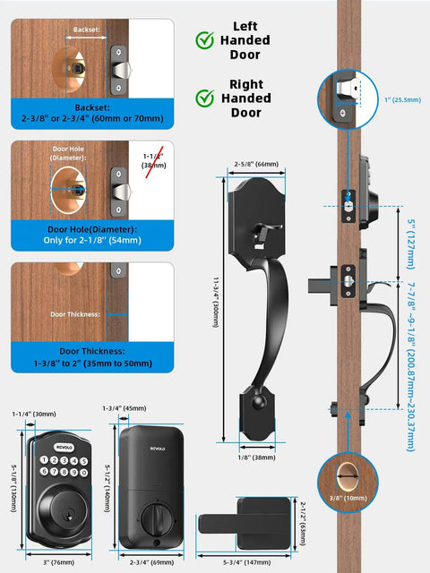 Installation guide for Smart Keypad Deadbolt With Handle, Keyless Front Door Lock No Keys Needed, Matte Black on door
