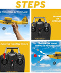 Step-by-step guide for flying Noob Friendly RC Plane With XPILOT Stabilization System in yellow.