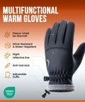 Winter Waterproof Thermal Gloves For Men And Women with touchscreen fingers, fleece-lined, windproof and water-repellent features.