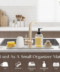 Light grey Eormoe faucet mat for the kitchen sink; diatomite stone drying mat with a slotted rack.