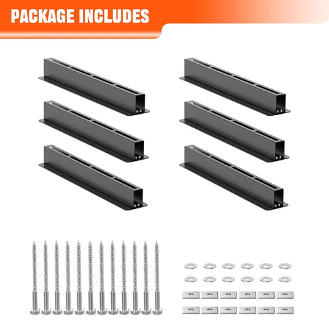 Garage Ceiling Bin Storage Rack, Adjustable Heavy Duty Overhead Tote Rail System For Five Bins, Bins Not Included package contents