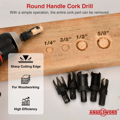 Solid 8 Piece Wood Plug Cutter Drill Bit Set Featuring Barrel And Claw Tips with sharp cutting edges on wood.