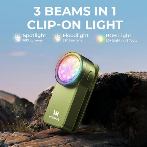 HD03 EDC Rechargeable Clip On Flashlight With 680 Lumens 8 Modes featuring spotlight, floodlight, RGB light outdoors
