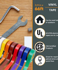 Contractor Favorite Pro Grade Multicolor Electrical Tape 10 Pack Three Quarters Inch By 66 Feet Waterproof Self Adhering Vinyl For Wire Insulation Seven Mil 600V UL CSA Listed Industrial Quality