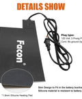 Heavy Duty Silicone Battery Heater Pad With Auto Thermostat Control Keeps Your Ride Kickstarting Fast In Brutal Winter Chill For Smooth Cold Morning Starts At One Twenty Volt Sixty Watt Grey, showing slim design and prong plug.